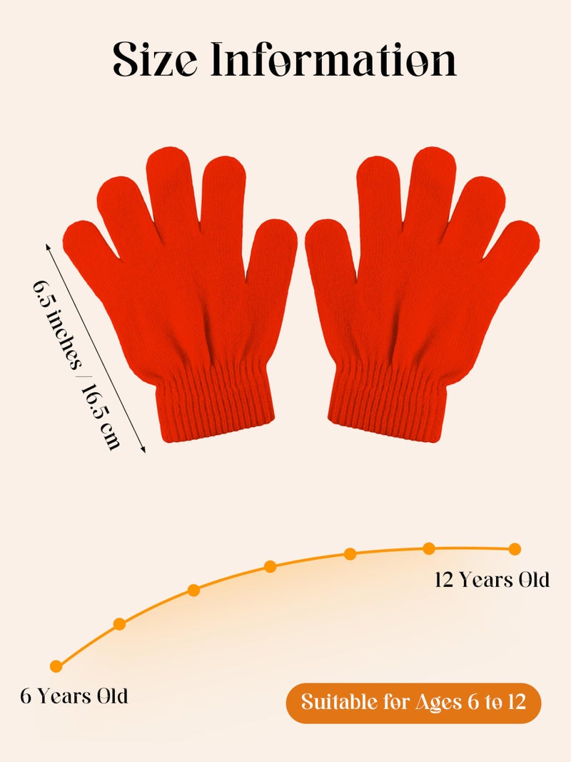 Cooraby 12 Pairs Kid's Winter Magic Gloves Children Stretchy Warm Magic Gloves Boys or Girls Knit Gloves for 6-12 Years - Image 2
